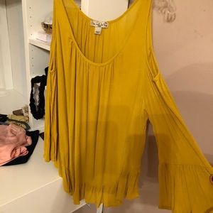 Off the Shoulder Mustard Blouse